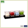 HWHO 004 pk4 square glass candle jar with wooden holder