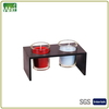 HWHO 002 pk 2 glass candle set with wooden holder