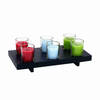 HWHO 001 pk6 glass jar candle with wooden holder set