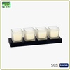 HWHO 004 pk4 square glass candle jar with wooden holder